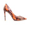 Стилни дамски обувки от змийски кожа в кафво и оранжево DIMA-0026