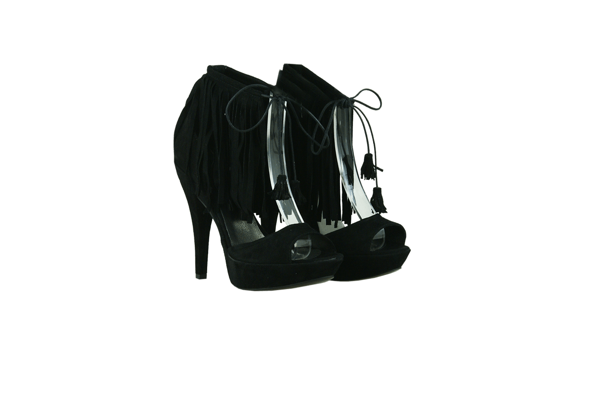 Дамски сандали от естествен велур в черно