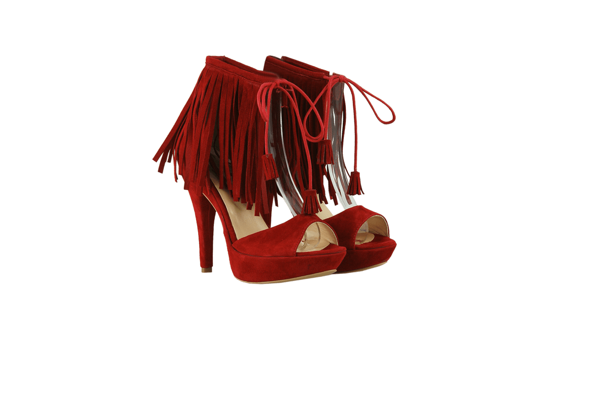 Дамски сандали от естествен велур в червено