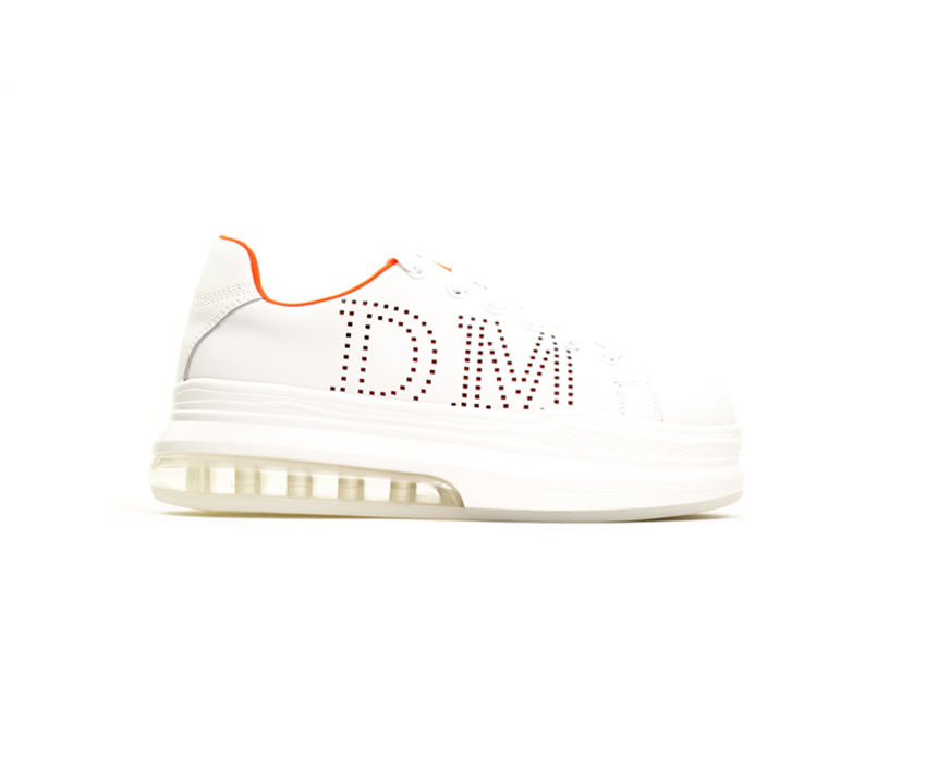 Дамски сникърси в бяло и оранжево с ефектна перфорация DIMA/0015