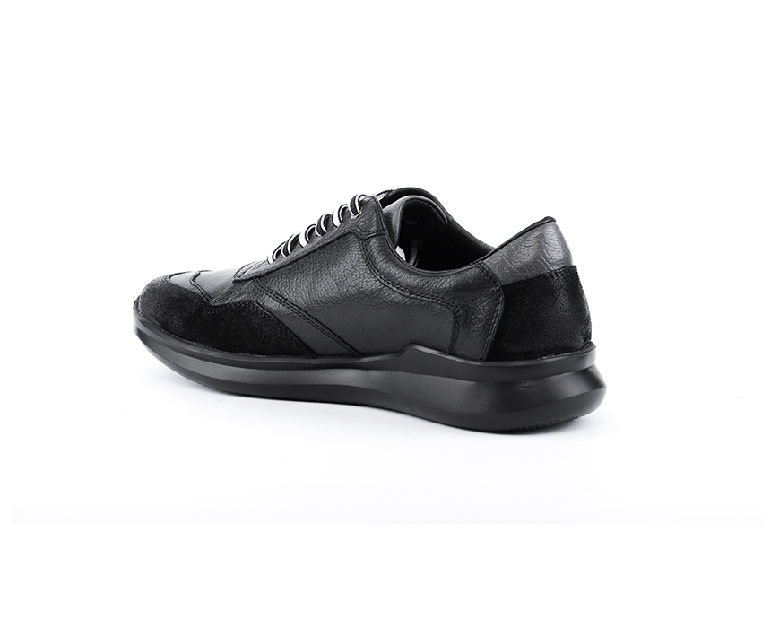 Спортни мъжки обувки от кожа и велур в сиво и черно