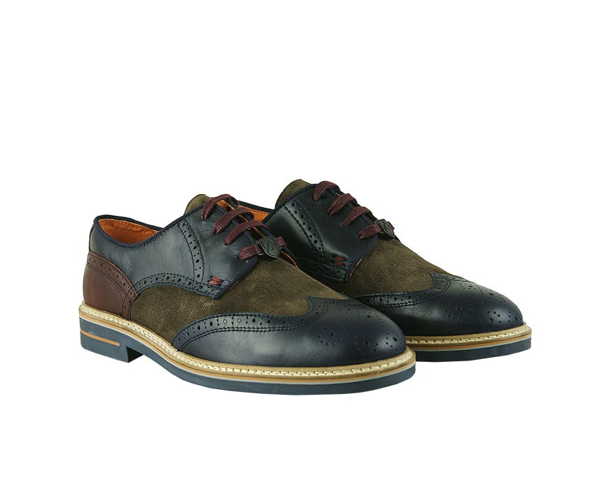 Мъжки обувки тип Оксфорд от естествена кожа и велур 6191