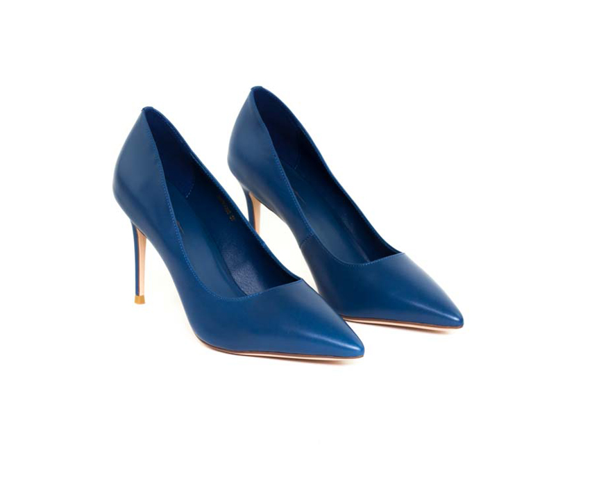 Елегантни дамски обувки от синя кожа DIMA 20028