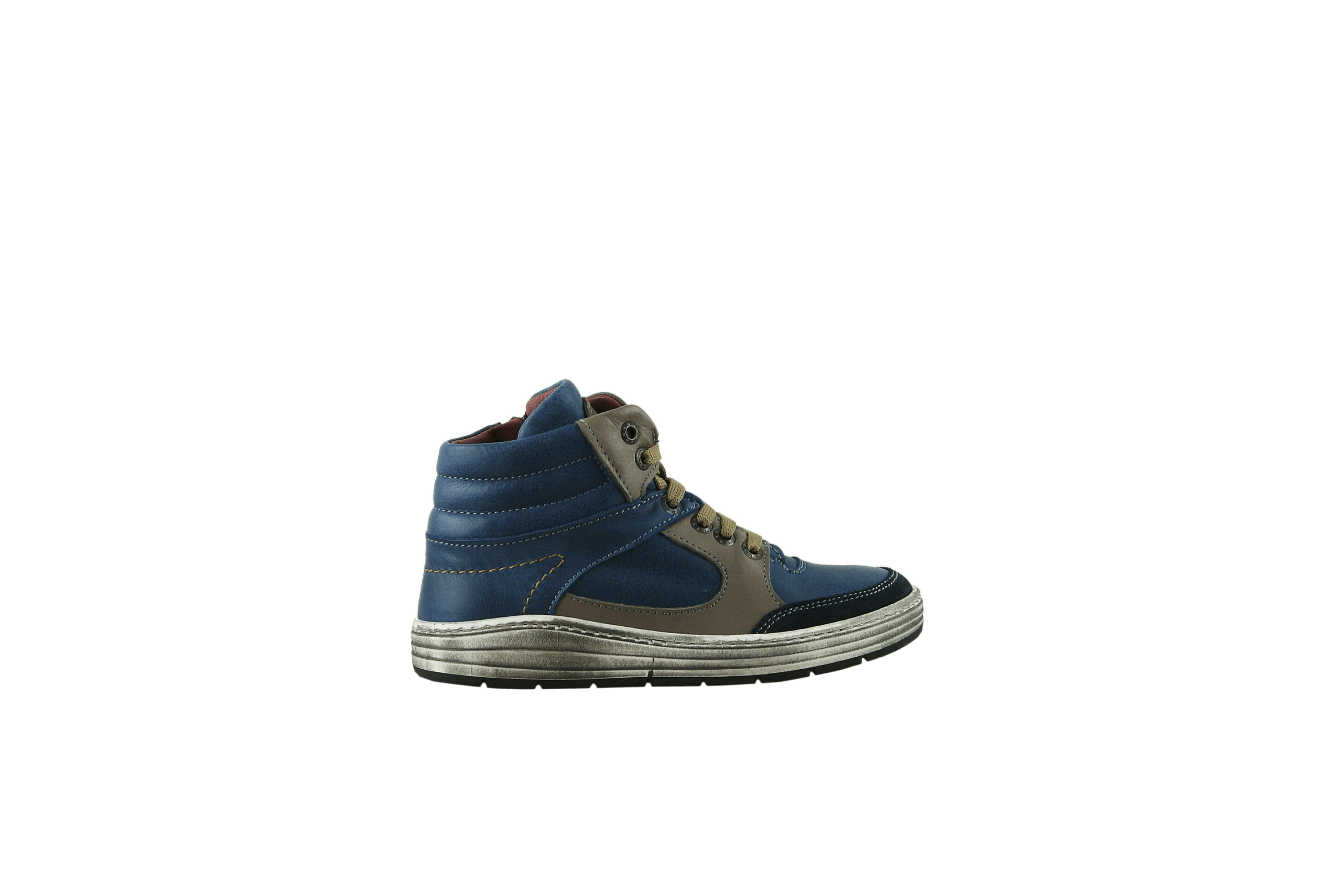 Детски кецове в бежово и синьо от естествена кожа (размер 30-35)