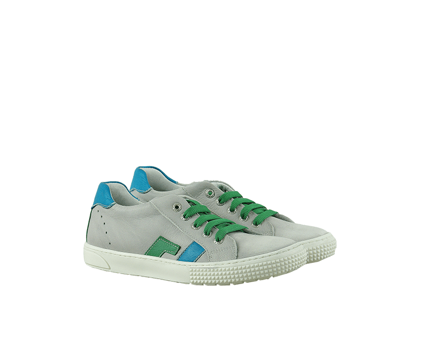 Юношески спортни обувки от естествена кожа в сиво и зелено (Размер: 30-35)